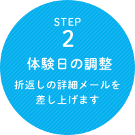 STEP 2 体験日の調整 折返しの詳細メールを差し上げます